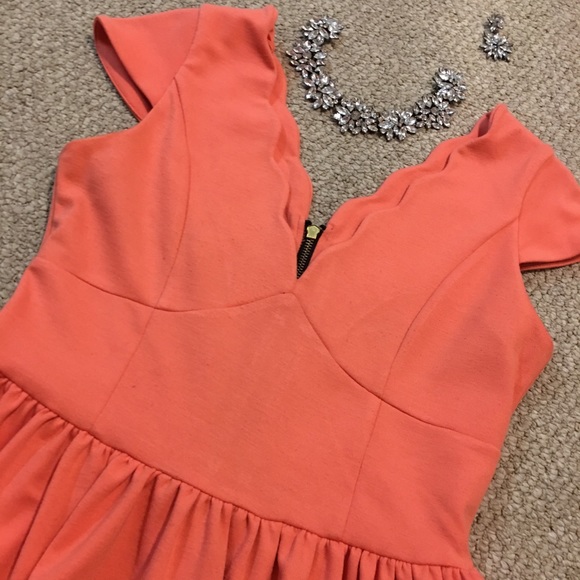 MELON ORANGE SUMMER SUNDRESS MEDIUM SCALLOPED - Picture 3 of 6